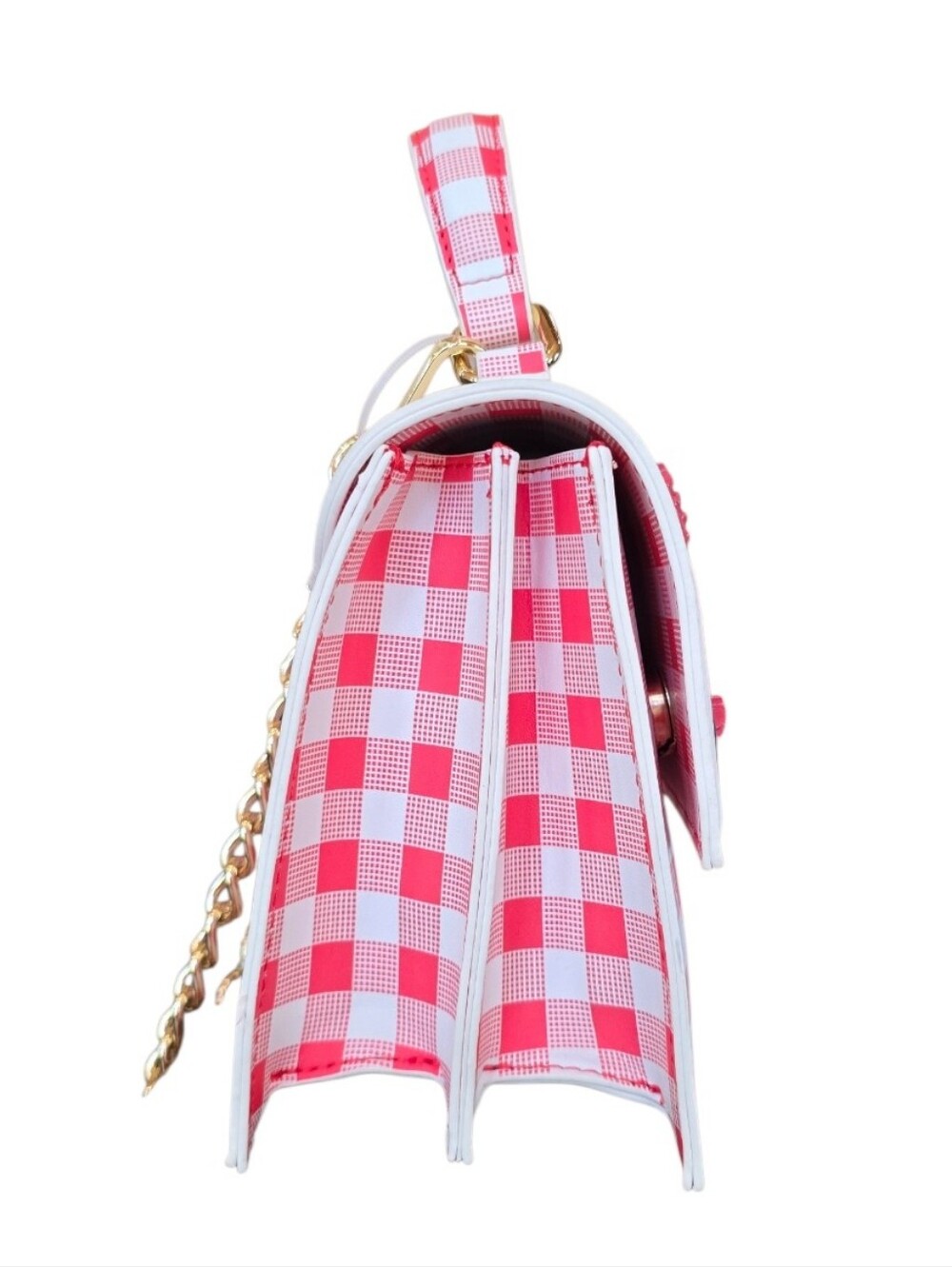 Betsey Johnson Strawberry Gingham Red White Crossbody Handbag - Picture 8 of 12